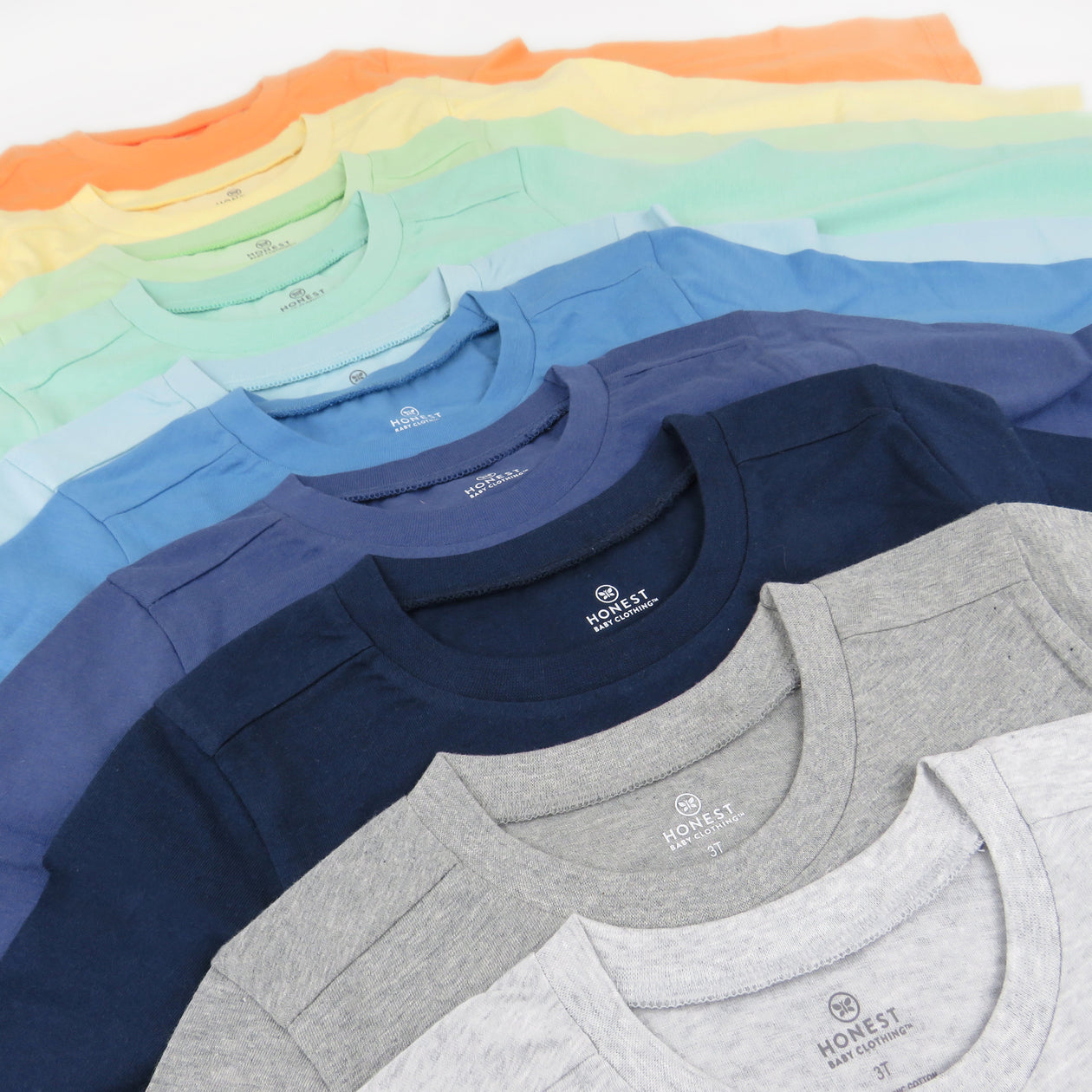 10-Pack Organic Cotton Long Sleeve T-Shirts, Rainbow Blues