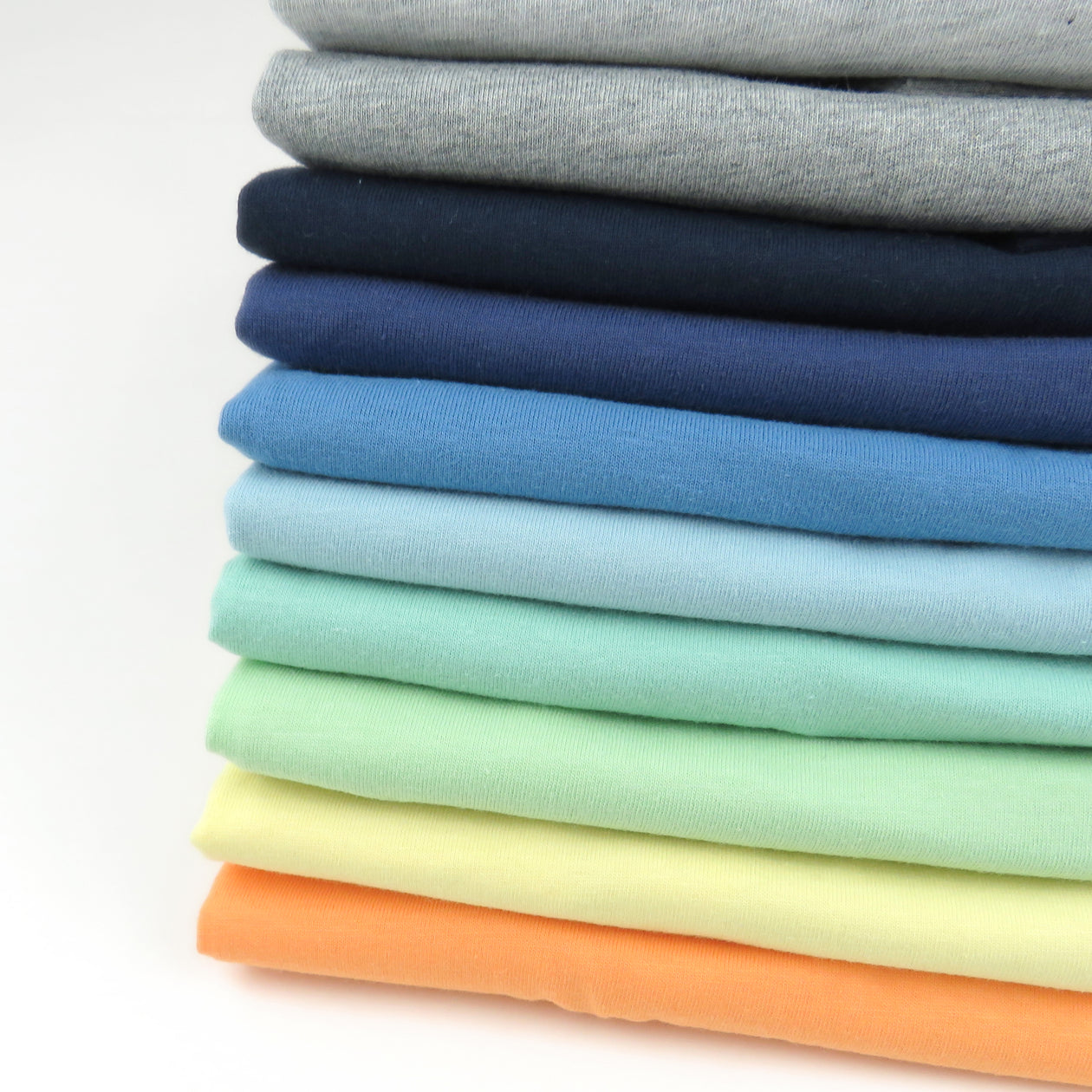 10-Pack Organic Cotton Long Sleeve T-Shirts, Rainbow Blues
