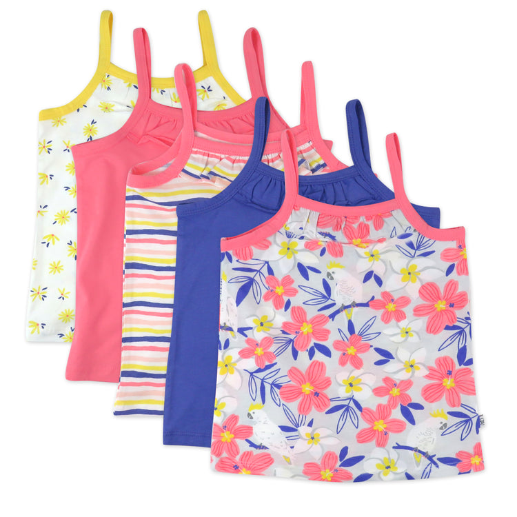 Toddler 5-Pack Organic Cotton Ruffle Cami Shirts, Love Dove