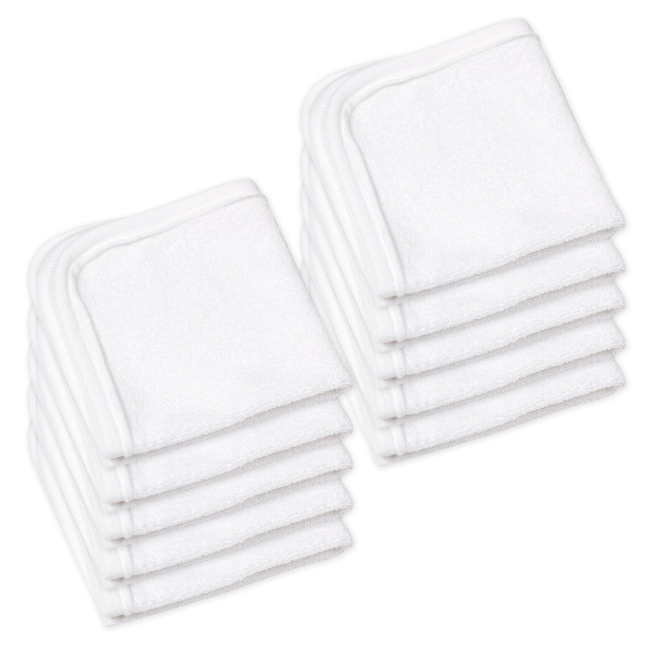 10-Pack Organic Cotton Baby-Terry Wash Cloths, Bright White