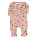 Organic Cotton Reversible Coverall, Falling Flowers Pale Pink