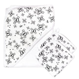 3-Piece Organic Cotton Hooded Towel Set, Tossed Skulls