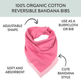 Go to slide 3, Multipack Organic Cotton Reversible Bandana Bib Burp Cloths, 10-Pack Rainbow Pinks