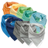 Multipack Organic Cotton Reversible Bandana Bib Burp Cloths, 10-Pack Rainbow Blues