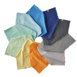 Multipack Organic Cotton Reversible Bandana Bib Burp Cloths, 10-Pack Rainbow Blues