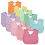 10-Pack Organic Cotton 4 in 1 Reversible Bibs, Rainbow Pinks