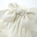Cable Knit Knee Sock with Bow, Snow White
