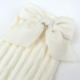 Cable Knit Knee Sock with Bow, Ivory