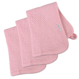 3-Pack Organic Cotton Matelasse Burp Cloths, Pink