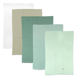 5-Pack Organic Cotton Knit Tri-fold Burp Cloths, Sage Ombre