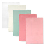 5-Pack Organic Cotton Knit Tri-fold Burp Cloths, Strawberry Cream