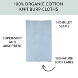 Multipack Organic Cotton Knit Tri-fold Burp Cloths, 5-Pack Blue Sunrise