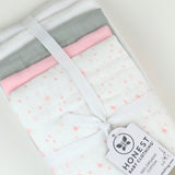 5-Pack Organic Cotton Multi-layer Woven Burp Cloths, Twinkle Star Pink
