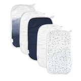 5-Pack Organic Cotton Multi-layer Woven Burp Cloths, Twinkle Star White/Navy