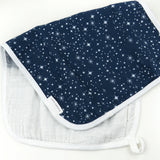 5-Pack Organic Cotton Multi-layer Woven Burp Cloths, Twinkle Star Navy