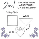 5-Pack Organic Cotton Reversible Bandana Bib Burp Cloths, Jumbo Floral Dusty Purple