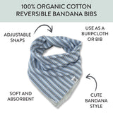 5-Pack Organic Cotton Reversible Bandana Bib Burp Cloths, Varsity Stripes