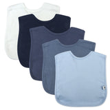 5-Pack Organic Cotton 4 in 1 Reversible Bibs, Ombre Blue