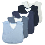 5-Pack Organic Cotton 4 in 1 Reversible Bibs, Ombre Blue