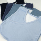 5-Pack Organic Cotton 4 in 1 Reversible Bibs, Ombre Blue