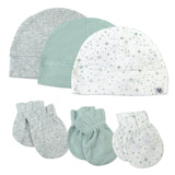 6-Piece Organic Cotton Mitt and Hat Set, Twinkle Star Sage