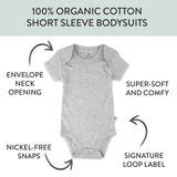 10-Pack Organic Cotton Short Sleeve Bodysuits, Prep School Rebel Boy