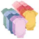 10-Pack Organic Cotton Short Sleeve Bodysuits, Rainbow Pink Gems