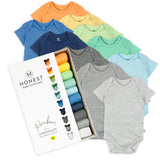 10-Pack Organic Cotton Short Sleeve Bodysuits in a Gift Box, Rainbow Blues