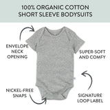 10-Pack Organic Cotton Short Sleeve Bodysuits, Rainbow Blues