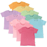 10-Pack Organic Cotton Short Sleeve T-Shirts, Rainbow Pinks