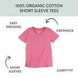 10-Pack Organic Cotton Short Sleeve T-Shirts, Rainbow Pinks