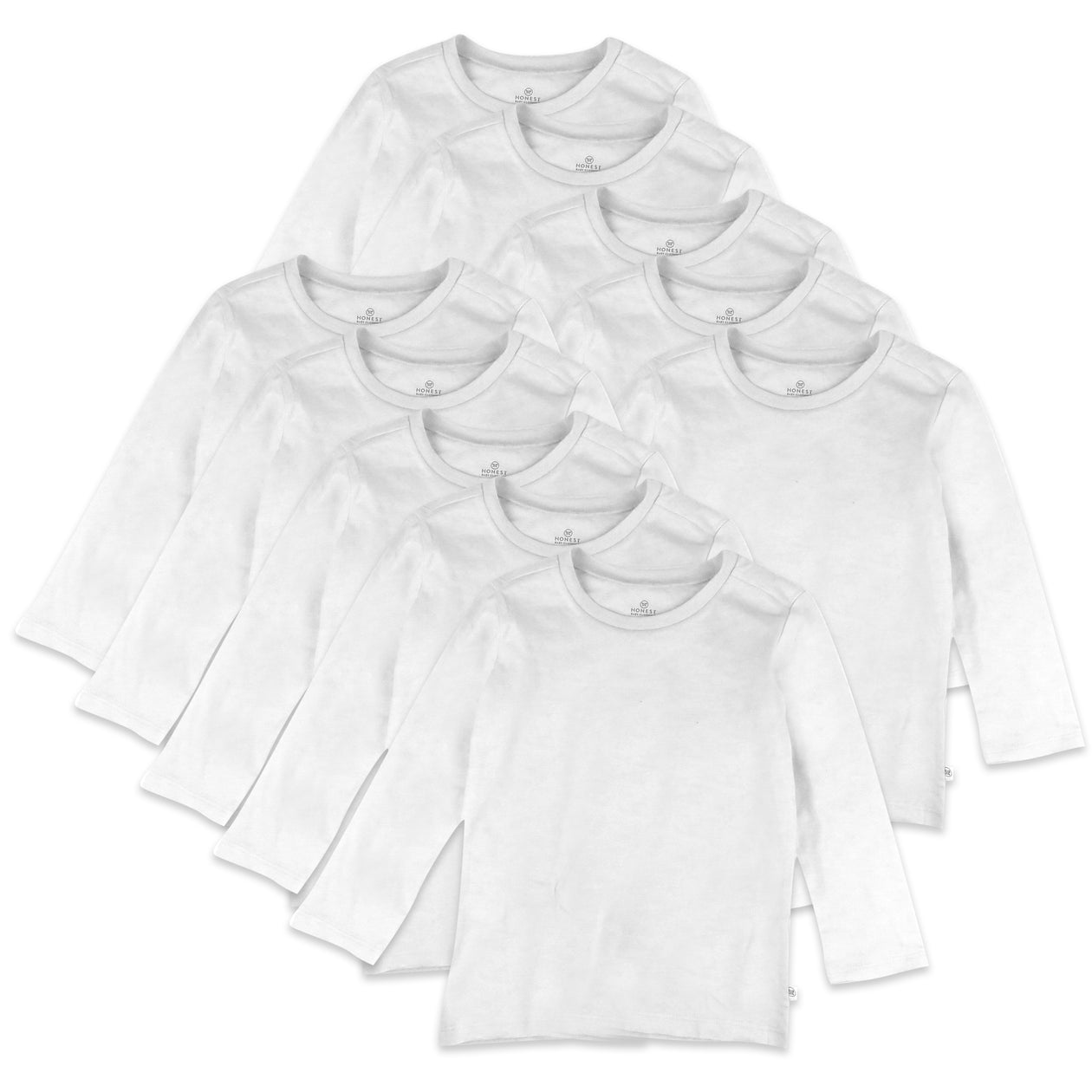 10-Pack Organic Cotton Long Sleeve T-Shirts, Bright White