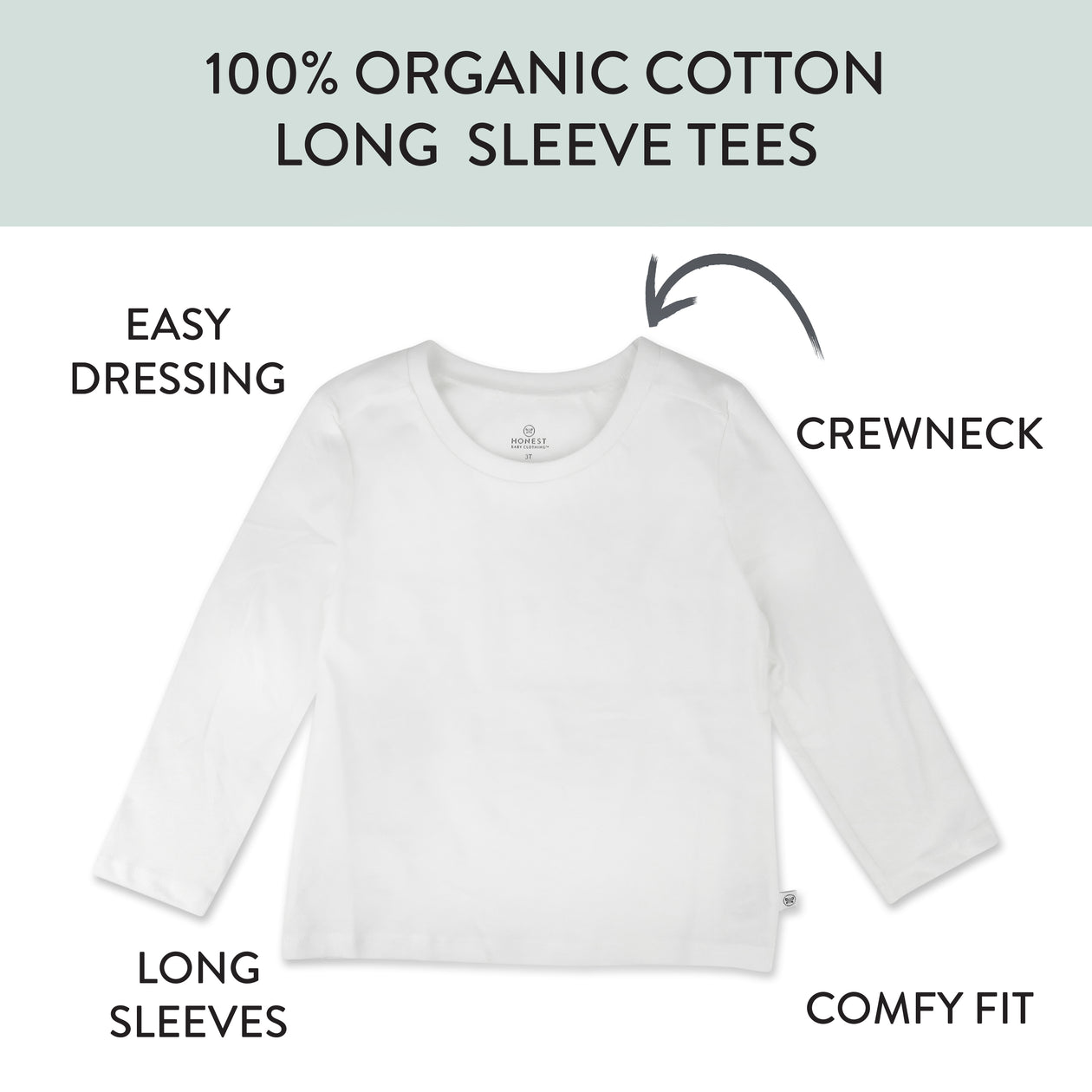 10-Pack Organic Cotton Long Sleeve T-Shirts, Bright White