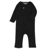 Organic Cotton Matelasse Kimono Coverall, Black