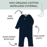 Organic Cotton One-Piece Jumpsuit Coverall, Navy