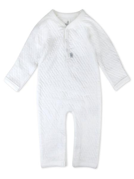 Organic Cotton Matelasse Kimono Coverall, Bright White