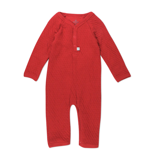 Organic Cotton One Piece Jumpsuit Coverall Red NB