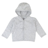 Organic Cotton Matelassé Snap-Front Hooded Jacket, Light Gray Heather