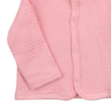 Organic Cotton Matelassé Snap-Front Hooded Jacket, Strawberry Cream