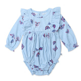 Go to slide 1, Ruffle Shoulder Bubble, Flying Butterfly Blue