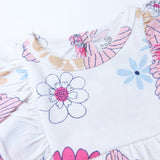 Ruffle Shoulder Bubble, Delicate Floral Pink