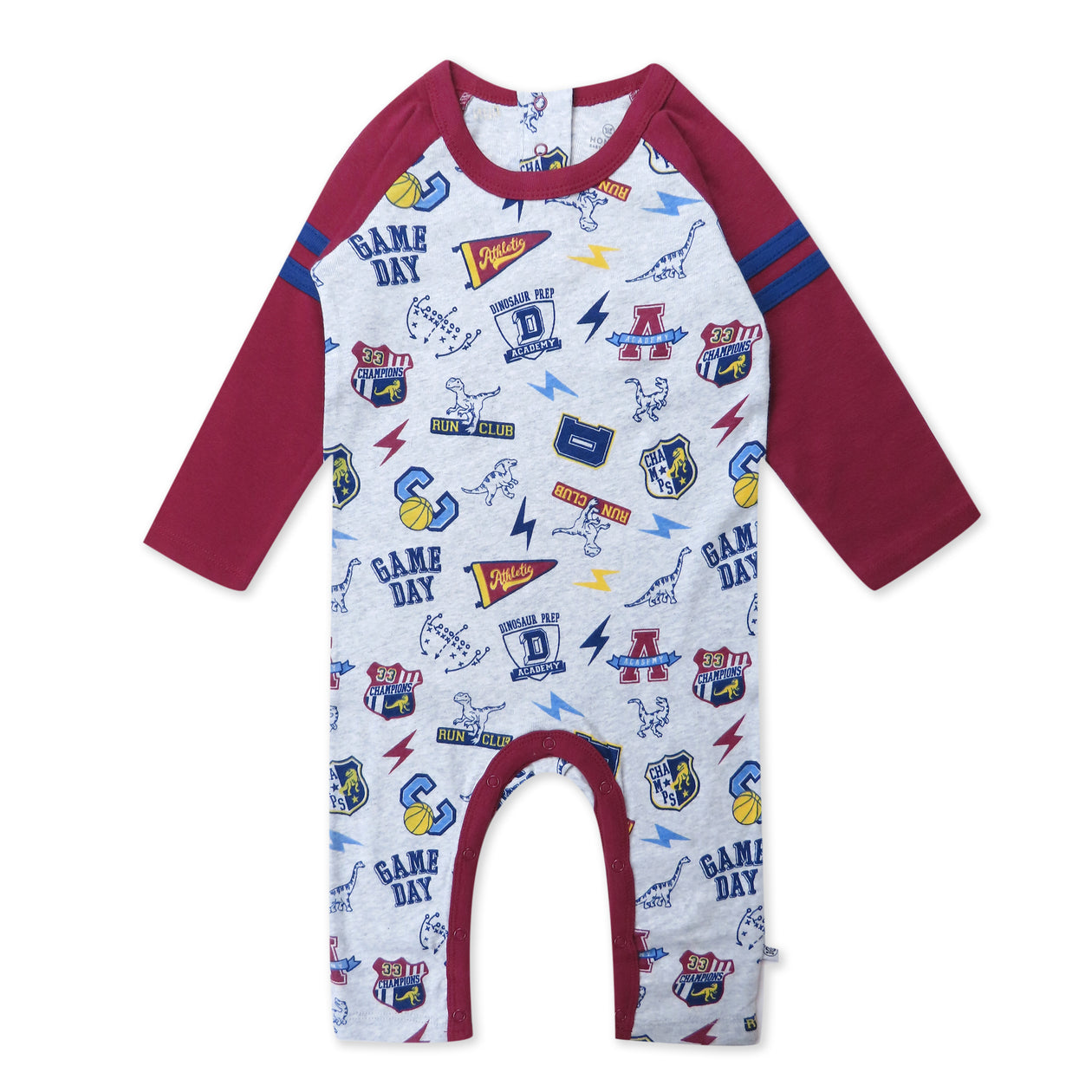 Raglan Coverall, Dino Prep Academy Burgundy