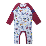 Go to slide 1, Raglan Coverall, Dino Prep Academy Burgundy
