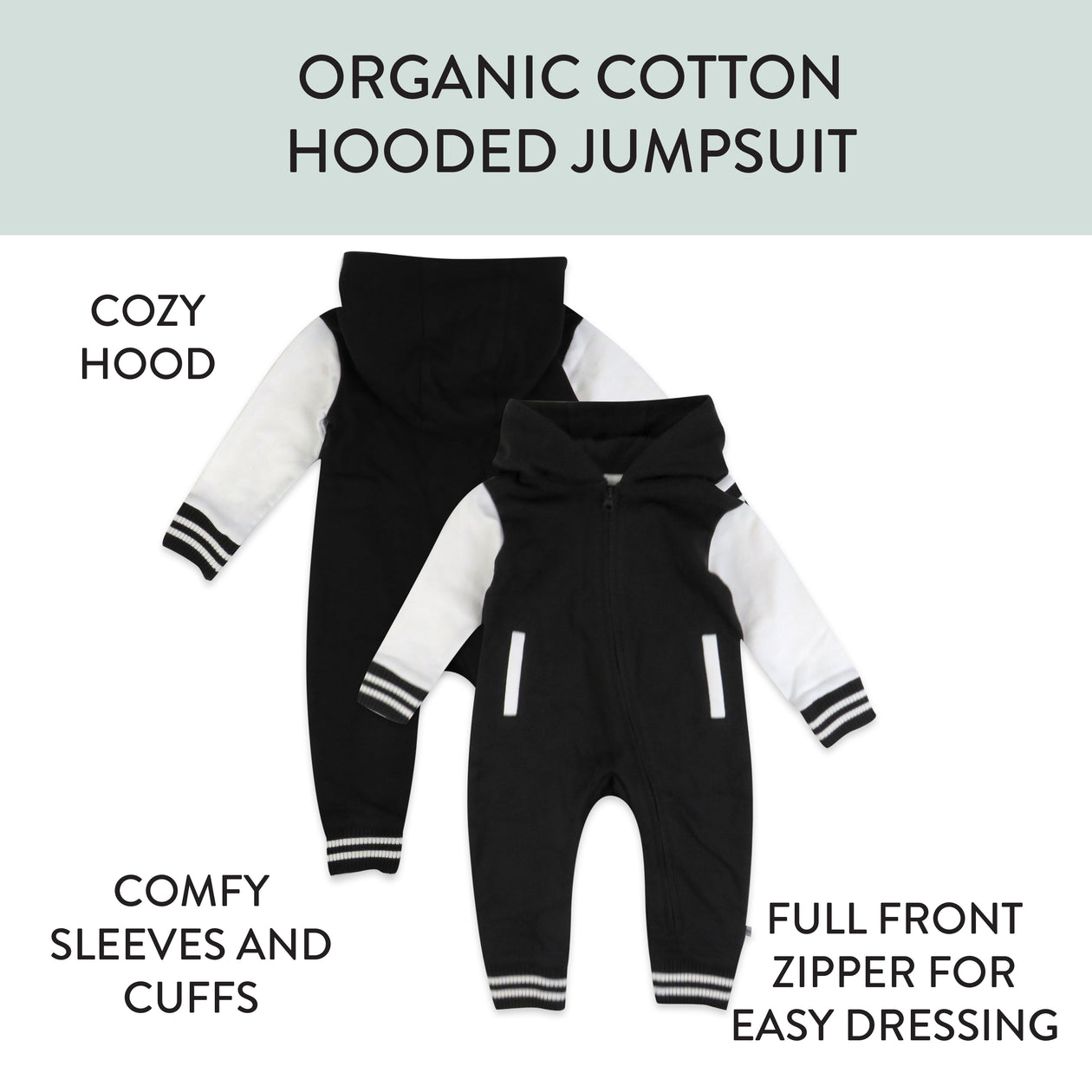Hoodie Coverall Team Varsity, Black