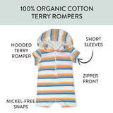 Novelty Terry Romper, Sunset Stripe