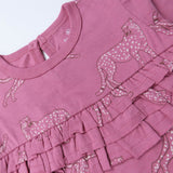 Go to slide 3, Chest Ruffle Coverall, Purple Spot