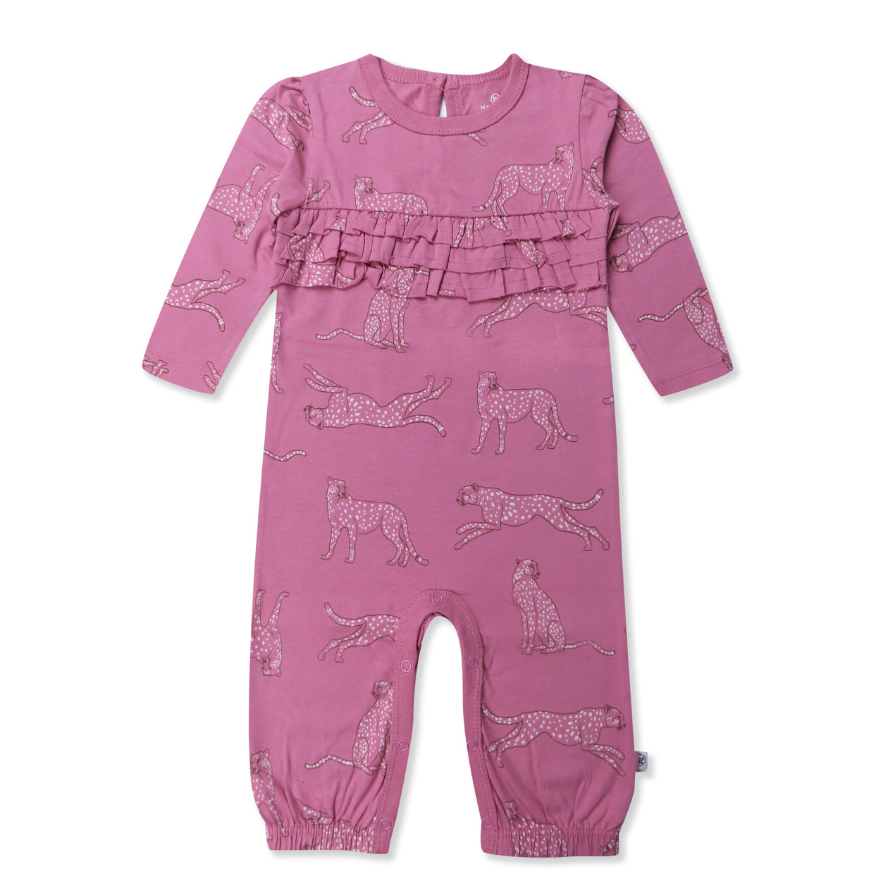 Chest Ruffle Coverall, Purple Spot