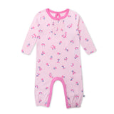 Gathered Front Coverall, Mini Sweetheart Floral Pink
