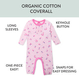 Gathered Front Coverall, Mini Sweetheart Floral Pink