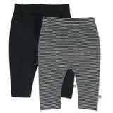 2-Pack Organic Cotton Harem Pants, Feed Stipe Black
